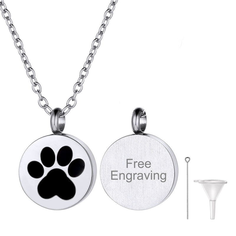 Customized Pet Footprints Urn Necklace for Ashes Memorial Gift