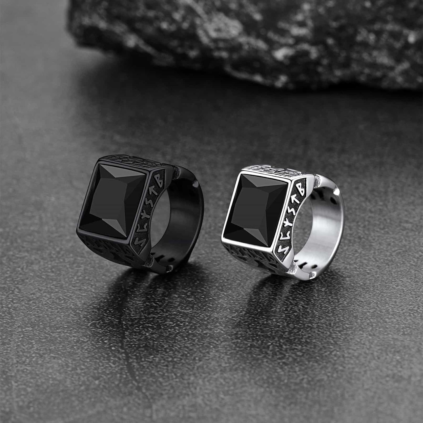 Custom Celtic Gemstone Ring With Runes for
