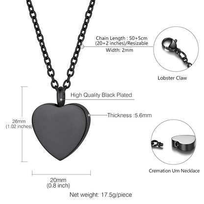 Customized Heart Urn Necklace for Ashes Cremation Jewelry