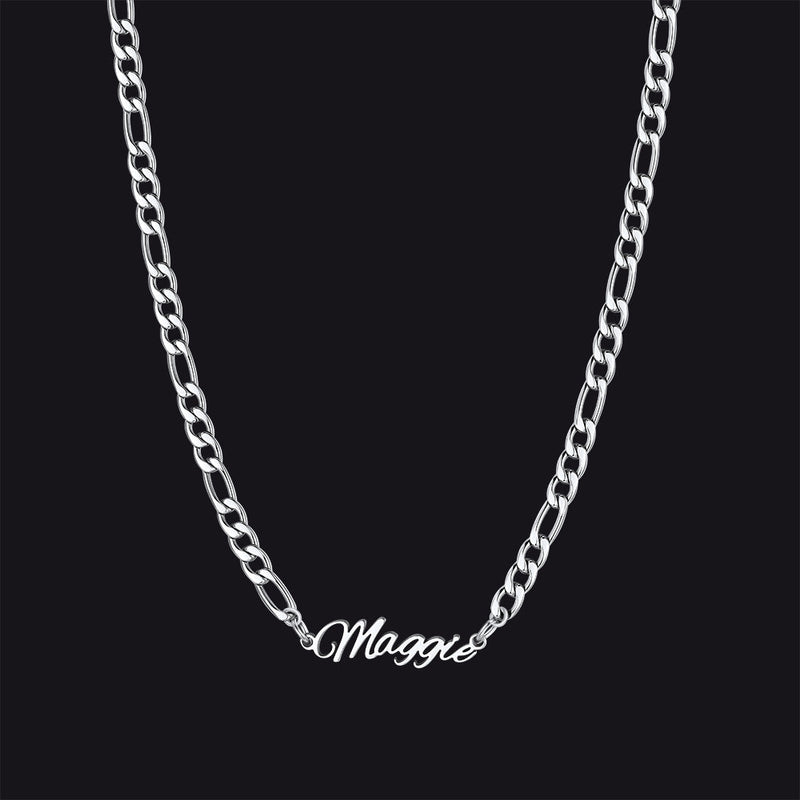 Customized Name Necklace With 3mm Width Figaro Chain , Father's Day Gifts