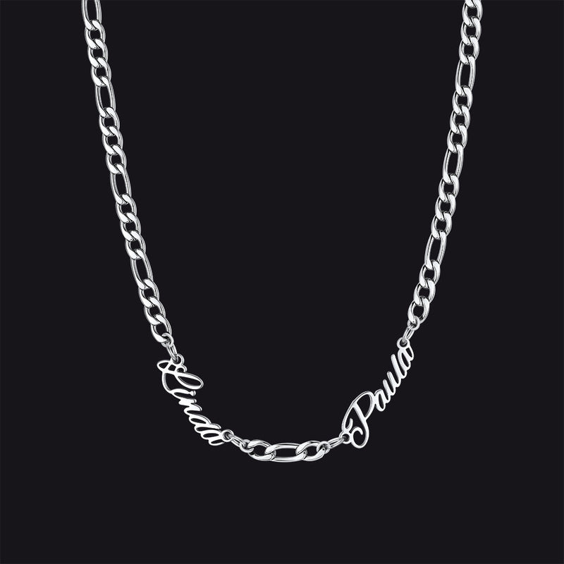 Customized Name Necklace With 3mm Width Figaro Chain , Father's Day Gifts