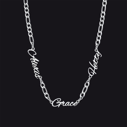 Customized Name Necklace With 3mm Width Figaro Chain , Father's Day Gifts