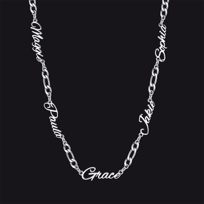 Customized Name Necklace With 3mm Width Figaro Chain , Father's Day Gifts