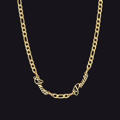 Customized Name Necklace With 3mm Width Figaro Chain , Father's Day Gifts