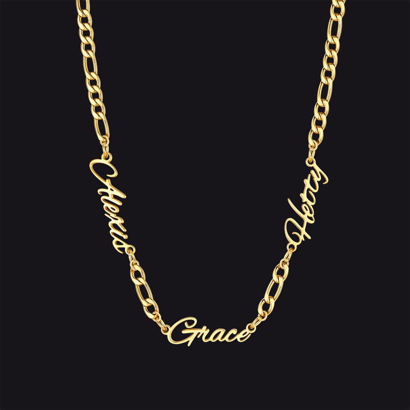 Customized Name Necklace With 3mm Width Figaro Chain , Father's Day Gifts