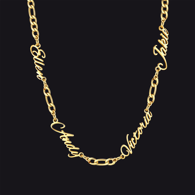 Customized Name Necklace With 3mm Width Figaro Chain , Father's Day Gifts