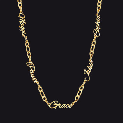 Customized Name Necklace With 3mm Width Figaro Chain , Father's Day Gifts