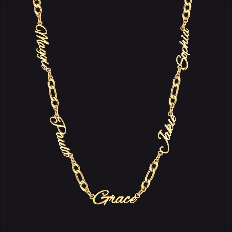 Customized Name Necklace With 3mm Width Figaro Chain , Father's Day Gifts