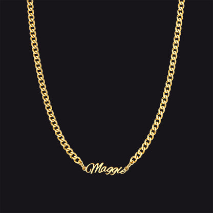 Customized Name Necklace With Cuban Link Chain for
