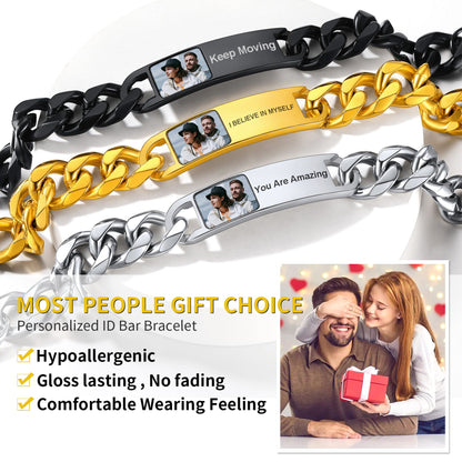 Customized Photo Cuban Chain Link Bracelet for