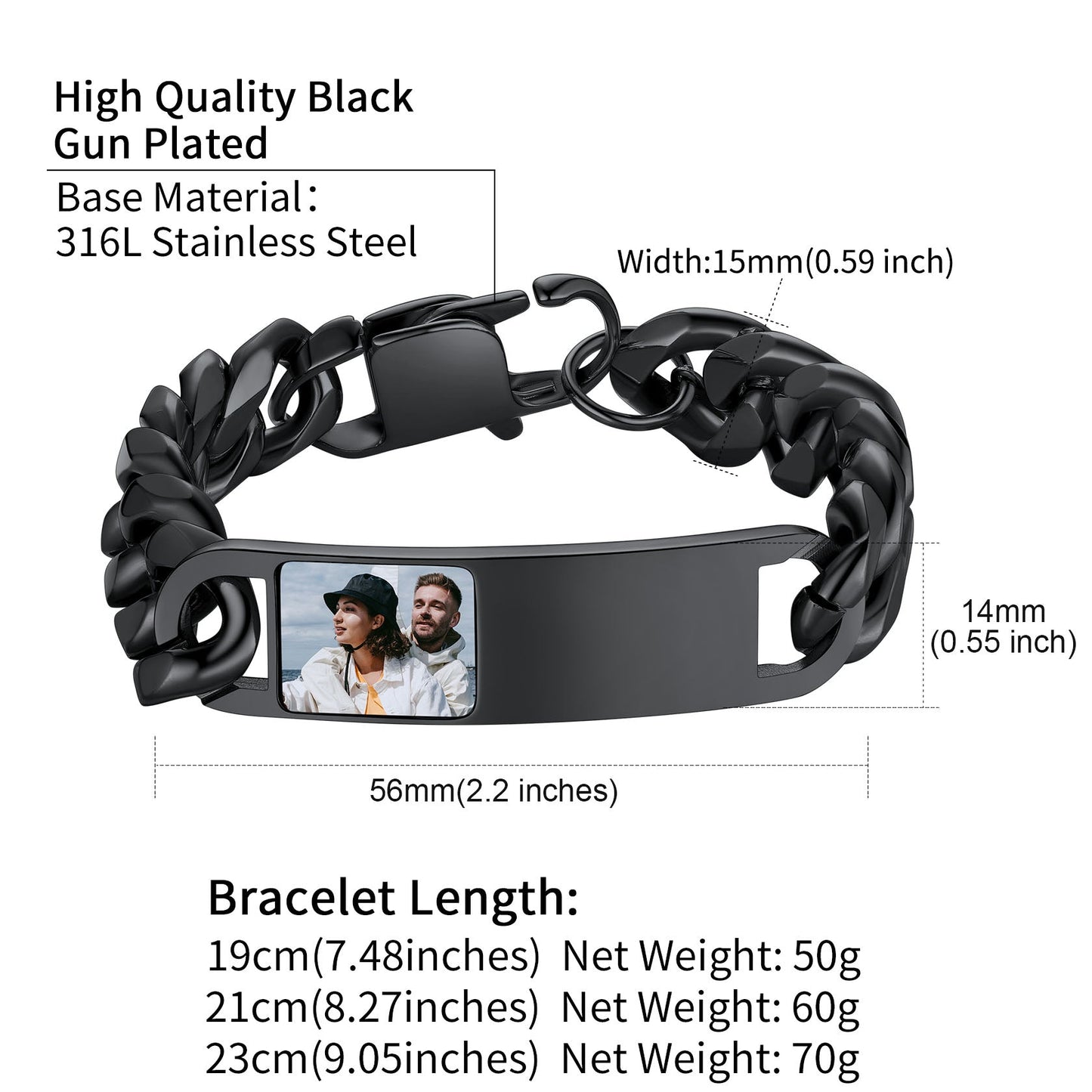 Customized Photo Cuban Chain Link Bracelet for