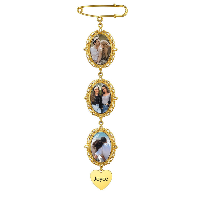Customized Memorial Picture Charms Brooch Pins for Wedding