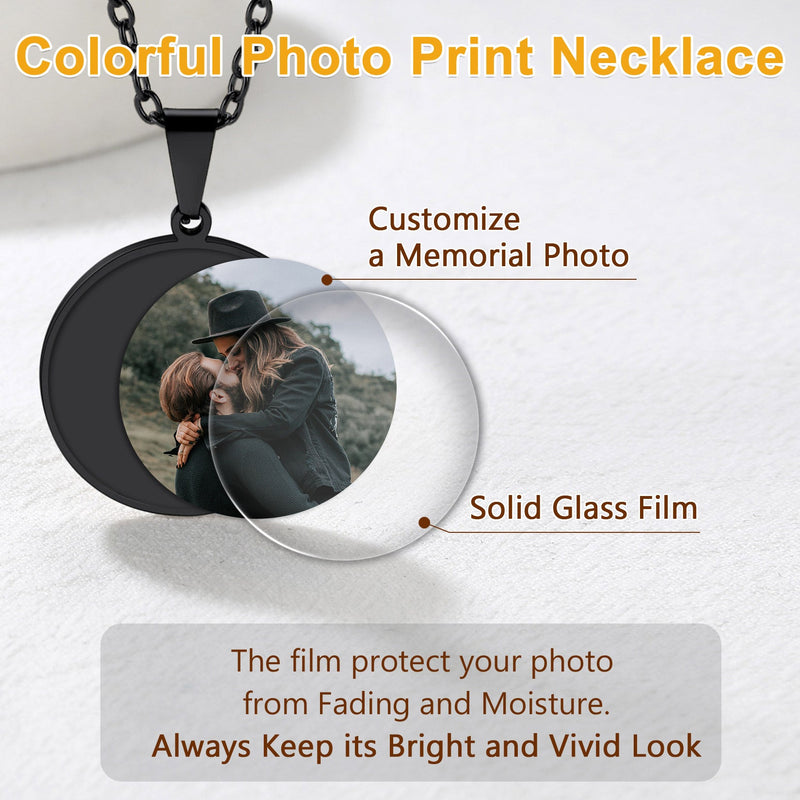 Customized Round Picture Necklace Memorial Gift for