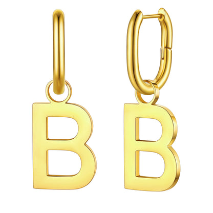 Hypoallergenic Initial Letter Dangle Earrings for
