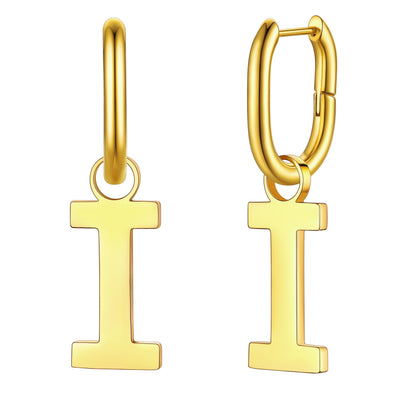 Hypoallergenic Initial Letter Dangle Earrings for