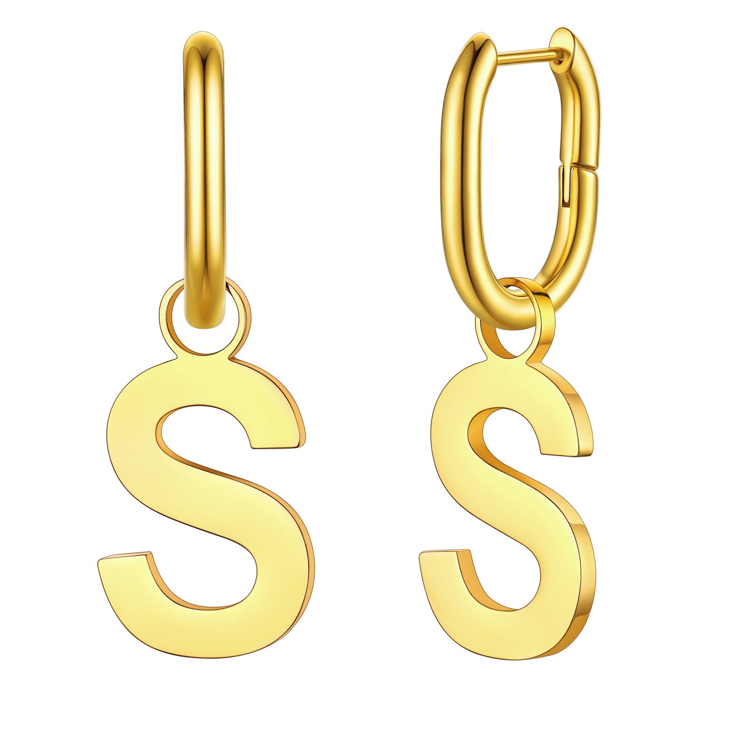 Hypoallergenic Initial Letter Dangle Earrings for