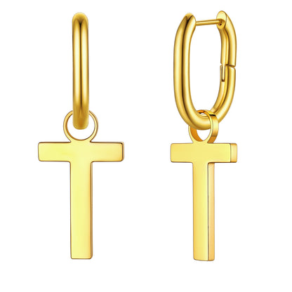 Hypoallergenic Initial Letter Dangle Earrings for
