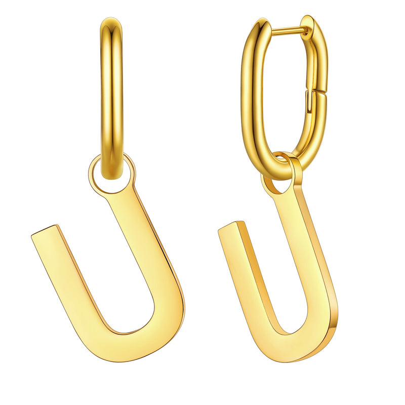 Hypoallergenic Initial Letter Dangle Earrings for
