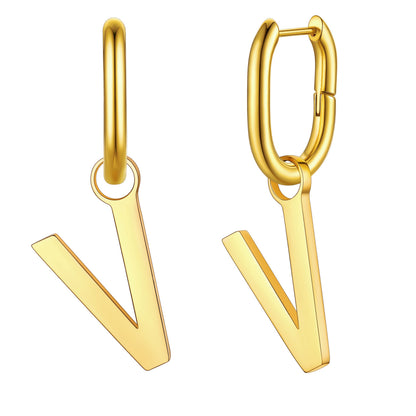 Hypoallergenic Initial Letter Dangle Earrings for