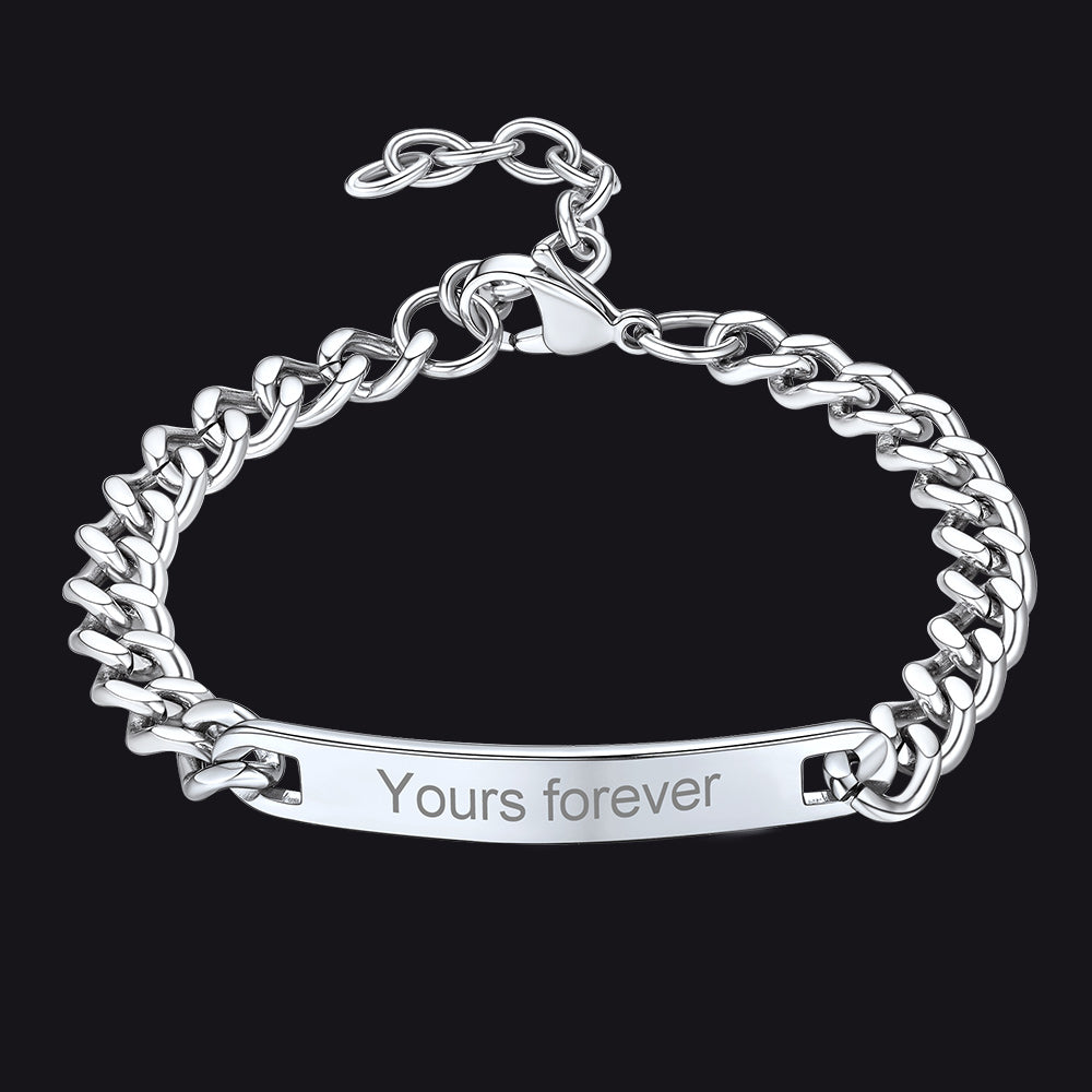 7mm Customized Id Cuban Chain Link Bracelet Gift for
