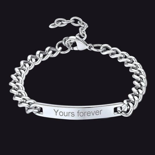 7mm Customized Id Cuban Chain Link Bracelet Gift for