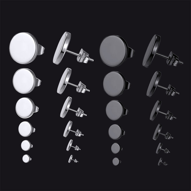 Punk Round Stud Earrings Set for 12 Pairs