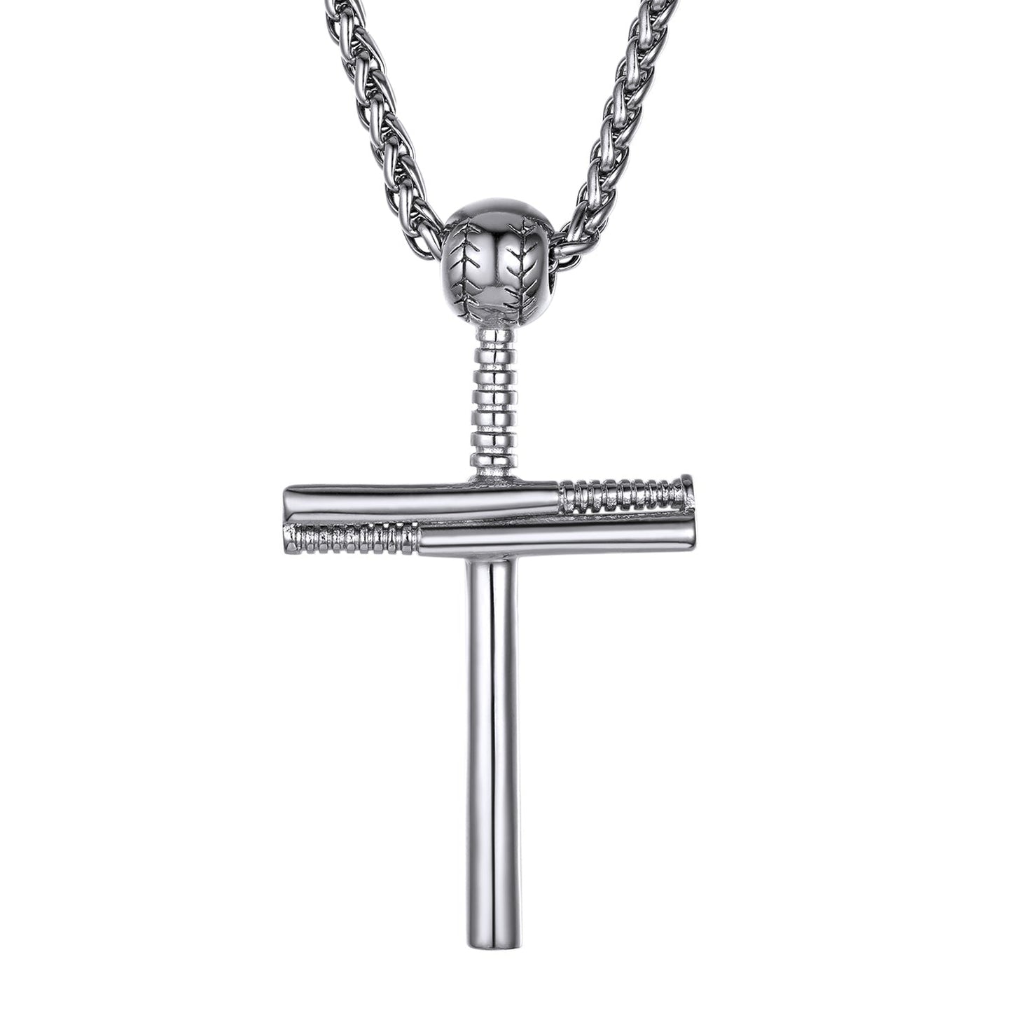 Baseball Bat Cross Necklace Sport Pendant for