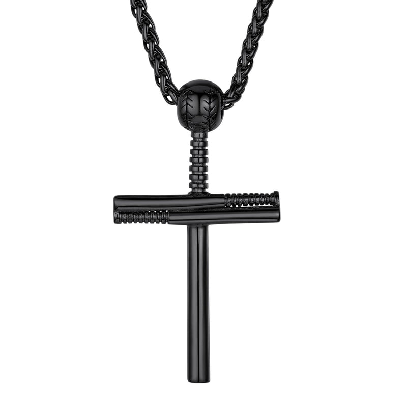 Baseball Bat Cross Necklace Sport Pendant for