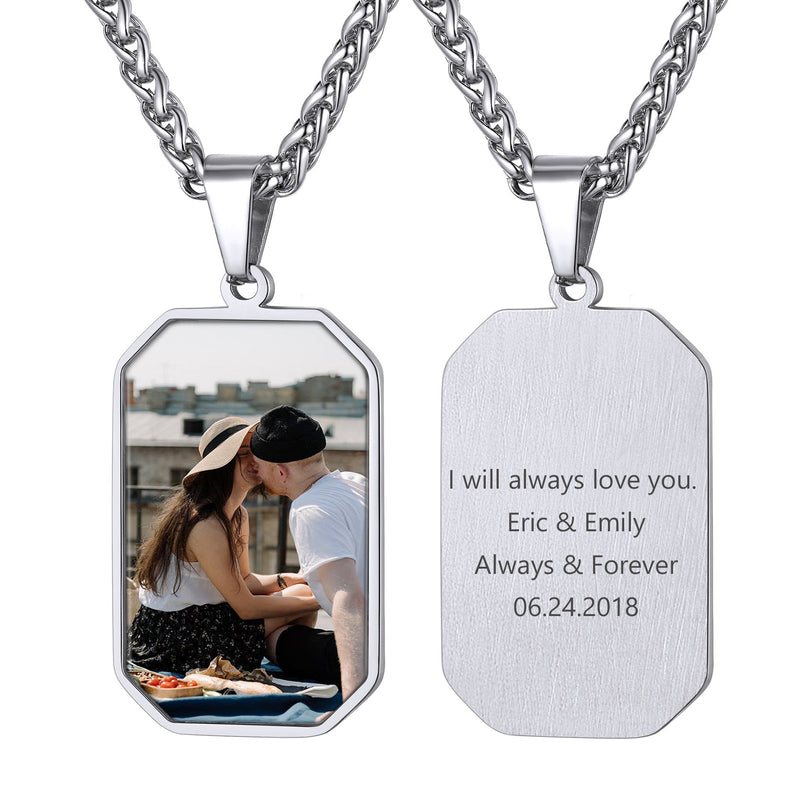 Customized Engraved Photo Dog Tag Necklace for /