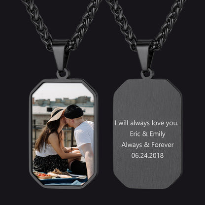 Customized Engraved Photo Dog Tag Necklace for /