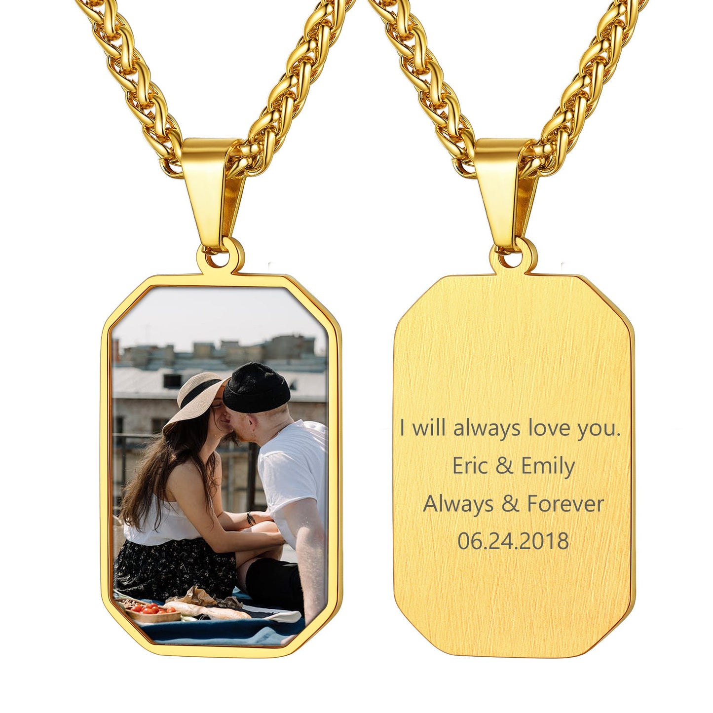Customized Engraved Photo Dog Tag Necklace for /