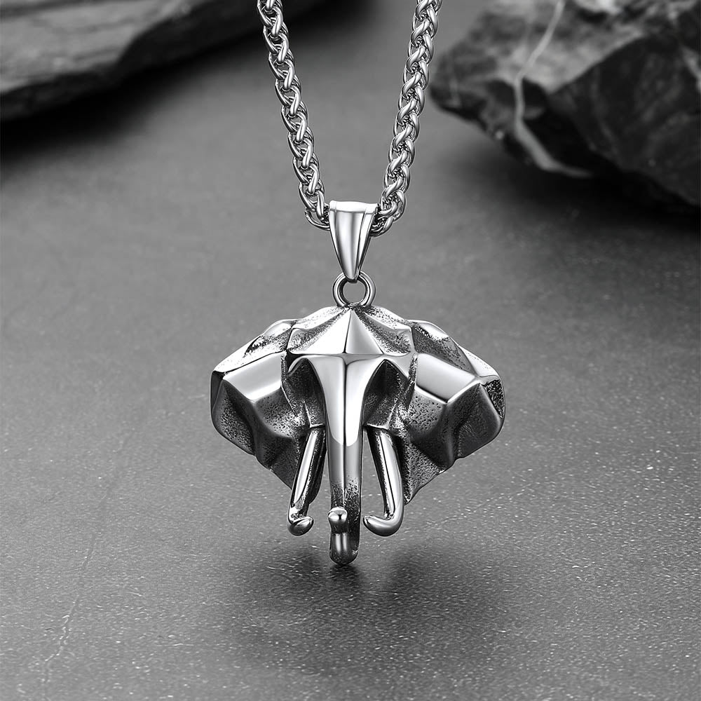 Stainless Steel African Elephant Necklace for