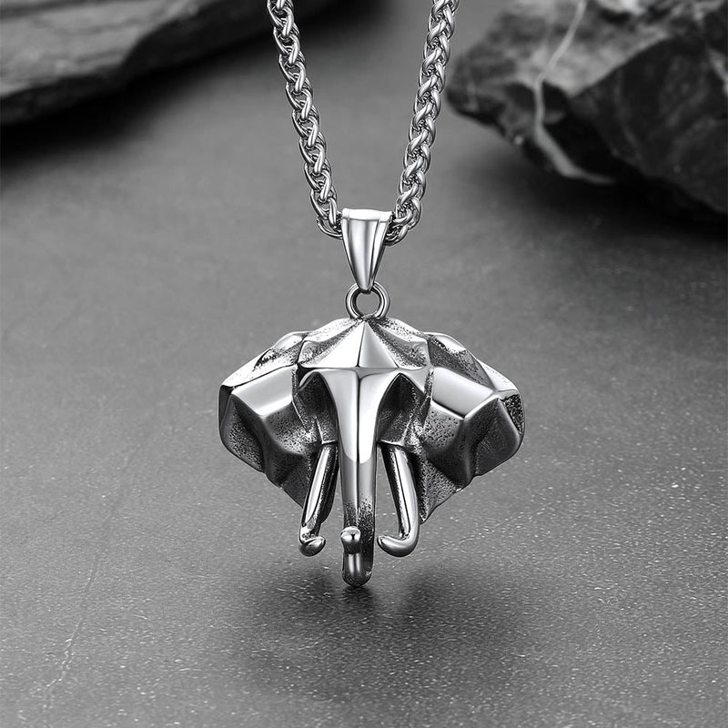 Stainless Steel African Elephant Necklace for