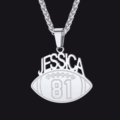 Custom Sports Necklace Name Tag With Jersey Number for Fans Athlete