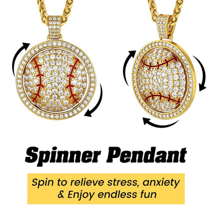 Hip Hop Spinner Baseball Necklace With Cz for