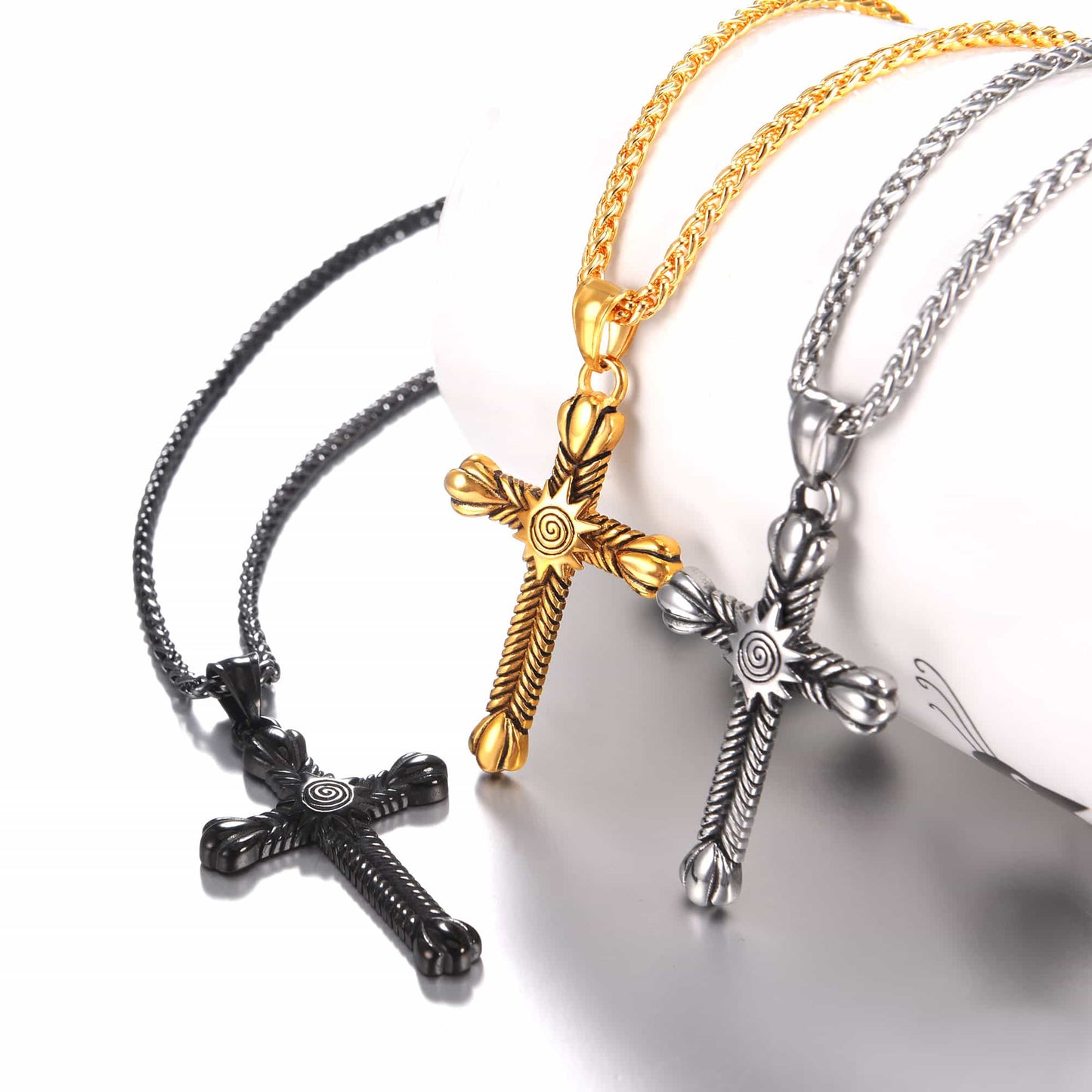 Stainless Steel Cross Crucifix Necklace for