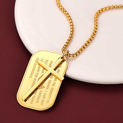 Customized Engraved Dog Tag Necklace With Cross