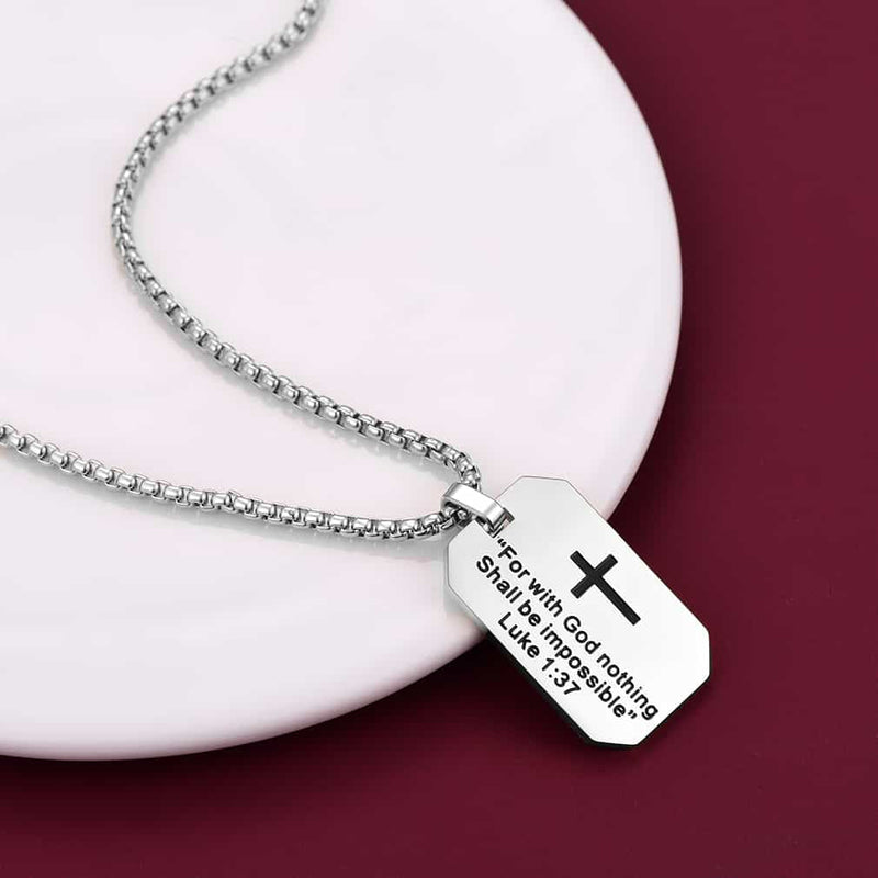 Christian Luke 1:37 Dog Tag Necklace for /