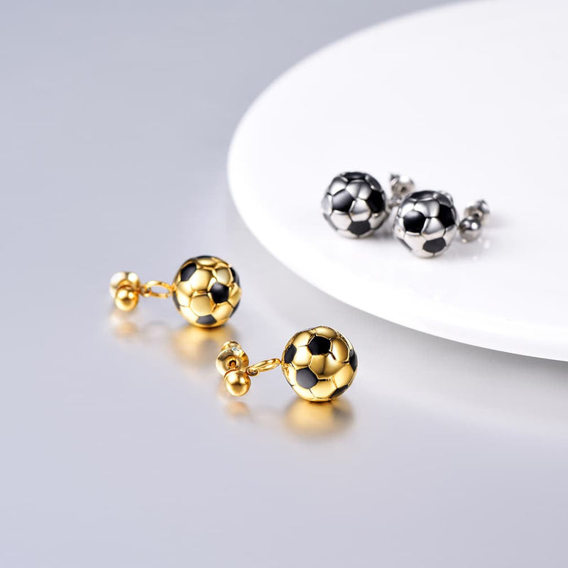 Soccer Sport Drop Stud Earrings for