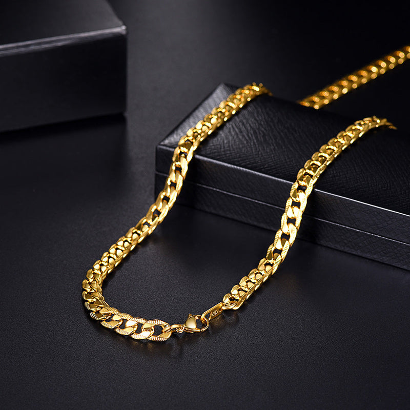7mm Width Curban Chain Necklace for