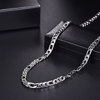 7mm Stainless Steel Figaro Link Chain Necklace for