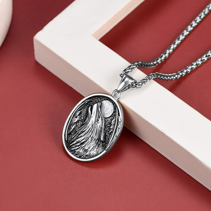 Norse Viking Wolf Pendant Necklace for