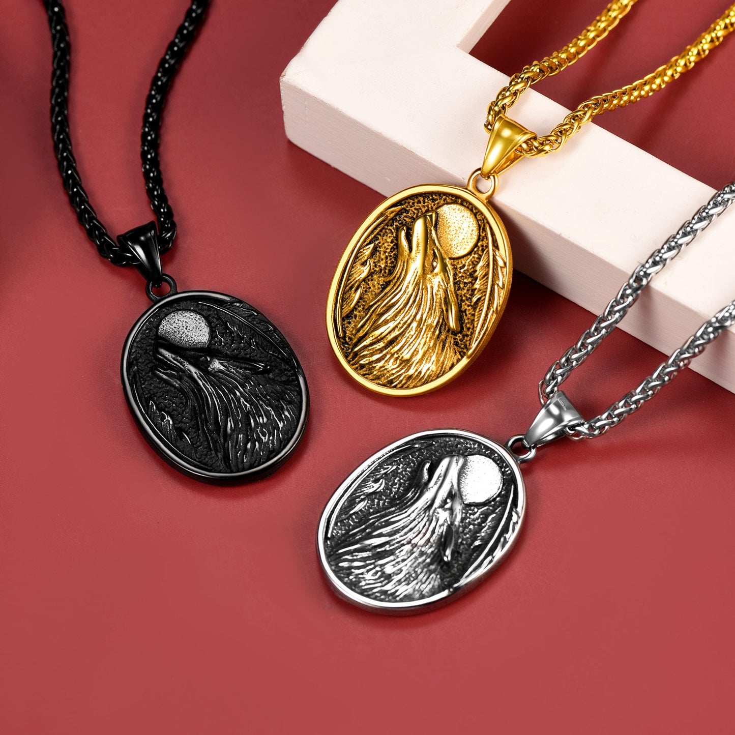 Norse Viking Wolf Pendant Necklace for