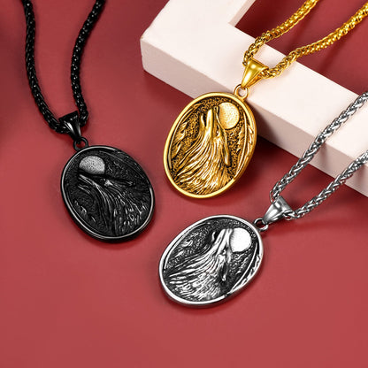 Norse Viking Wolf Pendant Necklace for