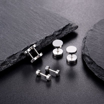 3 Pairs Simple Round Stud Earrings Set for 4/6/8mm Width