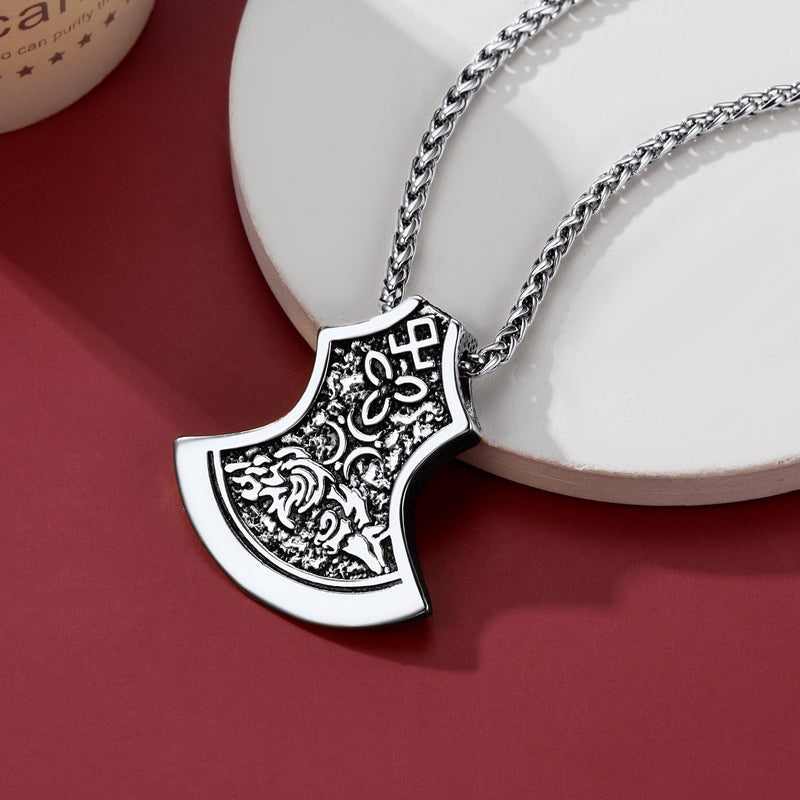 Flash Battle Axe Viking Celtic Knot Necklace for