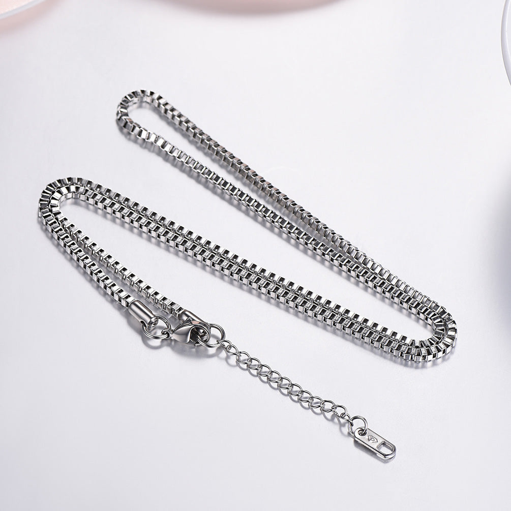2.5mm Width Box Link Chain Necklace for