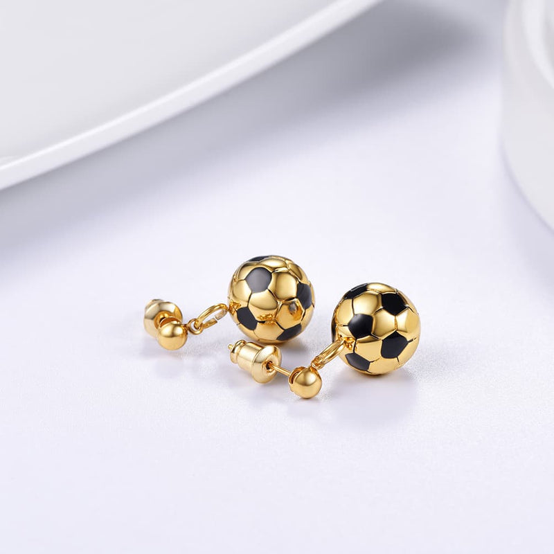 Soccer Sport Drop Stud Earrings for