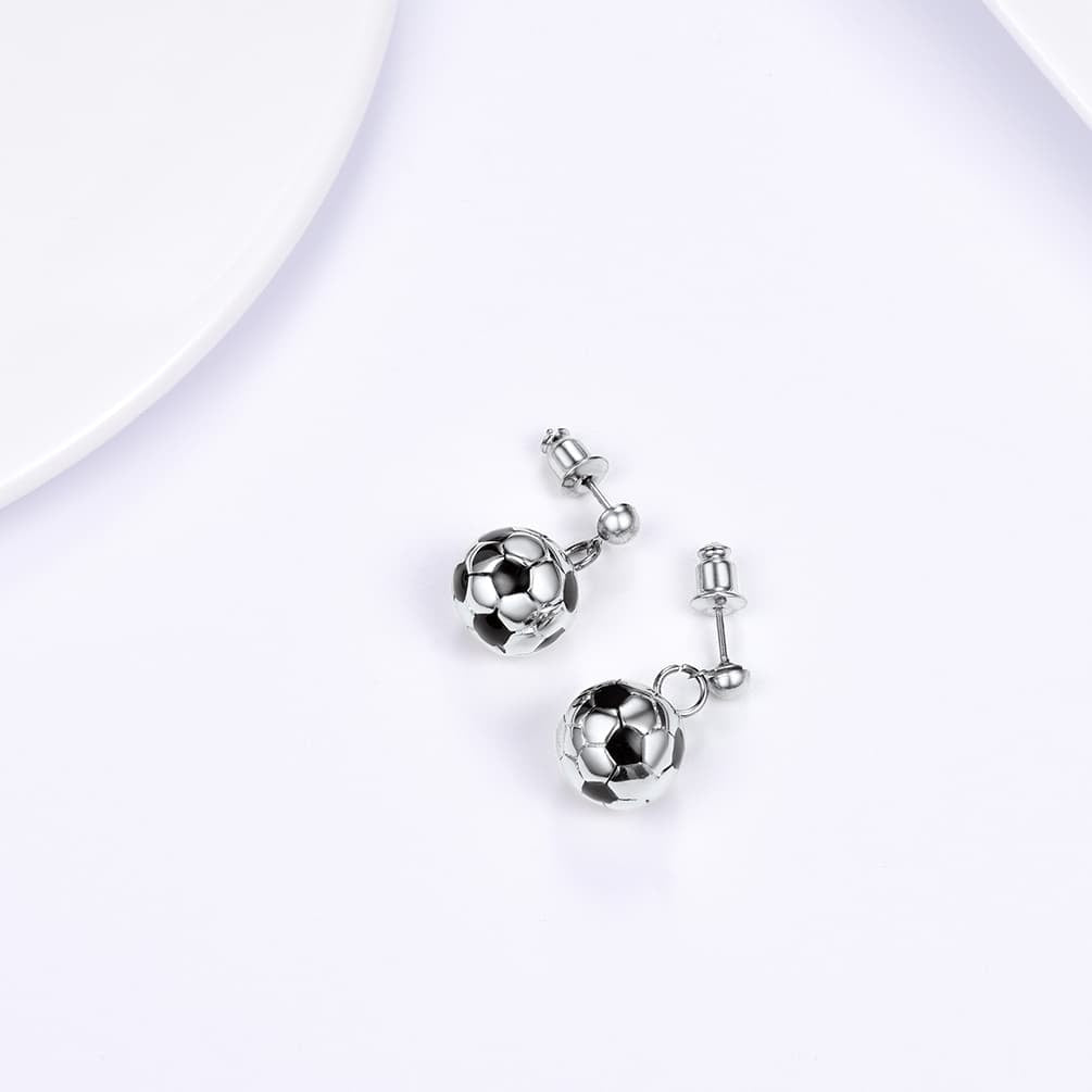 Soccer Sport Drop Stud Earrings for