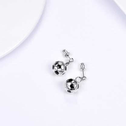 Soccer Sport Drop Stud Earrings for